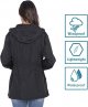 Women Packable Rain Jacket Waterproof Lightweight Raincoat Hooded for Hiking Outdoor Travel
