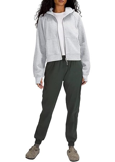 Womens Zip Up Cropped Hoodies Fleece Full Zipper Sweatshirts Pullover Winter Clothes Sweater with Pocket