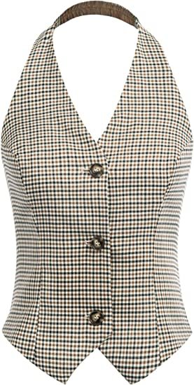 Womens Vintage Waistcoat Vest Halter Neck Button Down Dressy Vests