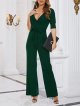 Women's Summer Elegant Jumpsuit Wrap Top High Waist Wide Leg Long Pants Romper Jumpsuits